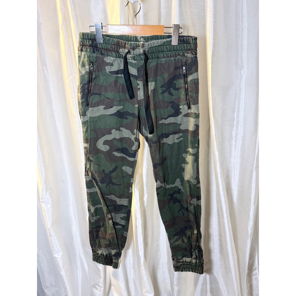 Tna Jogger Pants Womens Small Green Camo Zipper Pocket Elastic Waist Drawstring